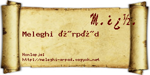 Meleghi Árpád névjegykártya
